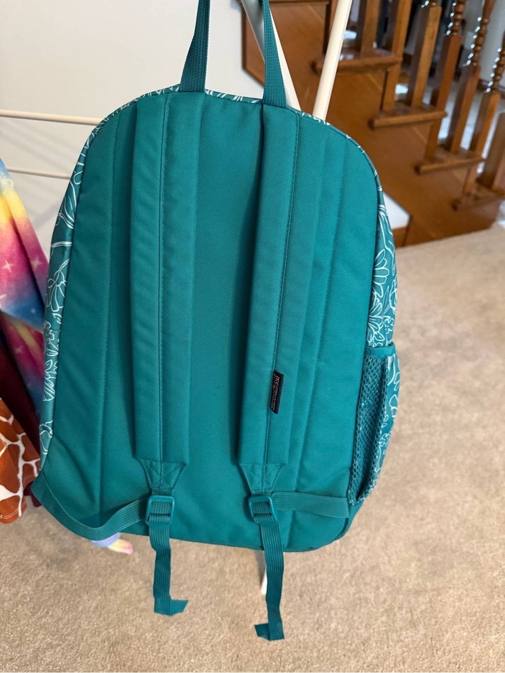Jansport Teal Floral Outline Backpack - Picture 2 of 2